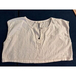 Mustard Seed Boutique Women's Medium‎ Crop Top Blouse Off White 100% Cotton